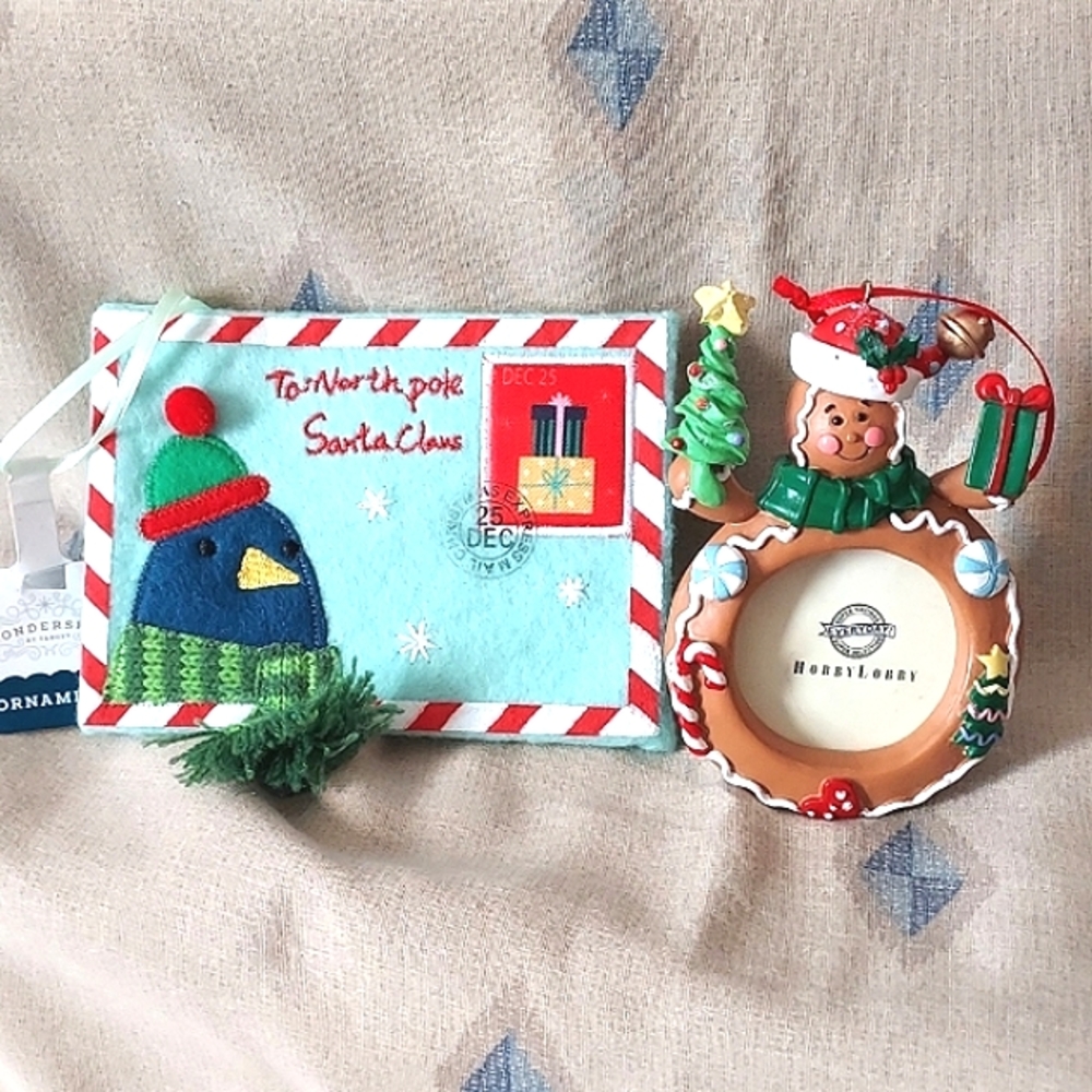 CHRISTMAS ENVELOPE & GINGERBREAD FRAME ORNAMENTS